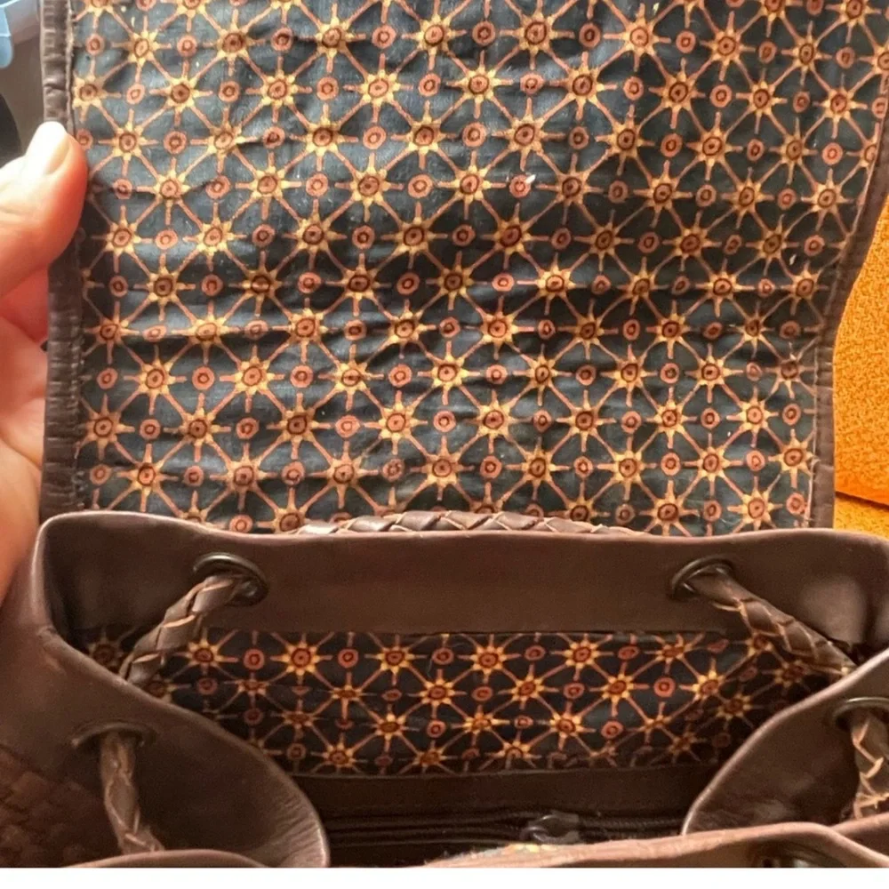 LEATHER Basketweave Rucksack Backpack